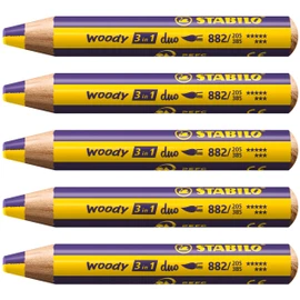 STABILO Multi-Talented Pencil woody 3 in 1 duo - Pack of 5 - Yellow/Violet