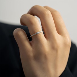 VOPIPO Silver Rings for Women, Stackable Thin Rings for Women Cubic Zirconia Ring Silver Open Diamond Rings Adjustable Women Rings Silver Ring Jewelry Gifts