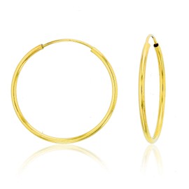 Solid 14K Yellow Gold 1mm Tube Cartilage Endless Flex Hoop Earrings | Huggies Hoops for Women | Hypoallergenic | Multi Piercing Cartilage Hoop Earrings | Continuous Round | Size, 45mm