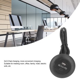 LOCADENCE Embedded Charging Round Port, USB and Type C Interface Fast Charging Phone Desktop Charger Station for Offices, Families, Electric Sofas (Black)