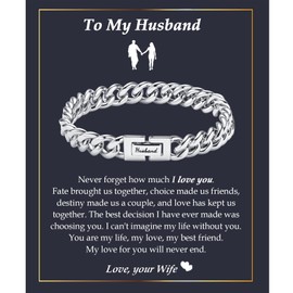 Gift for Husband from Wife, Christmas Stocking Stuffers Ideas Gifts To My Husband Cool Mens Gifts Cuban Chain Bracelets Gift for Him Valentines Day Present Birthday Anniversary Retirement Fathers Day