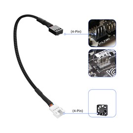 ELFJMZP CP Main Chassis Channel Fan Motherboard 2510 4P Male to PH2.0 4P Female Fan Adaptor for Both PWM Speed Control and Signalling (RPM/Alarm) 30cm/11.8in (Pack of 2)