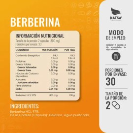Berberina Hcl 60 Cápsulas, Extracto 100% Puro, Reduce Los Niveles De Azúcar, Colesterol Y Trigliceridos, Sistema Inmune, Calidad Premium