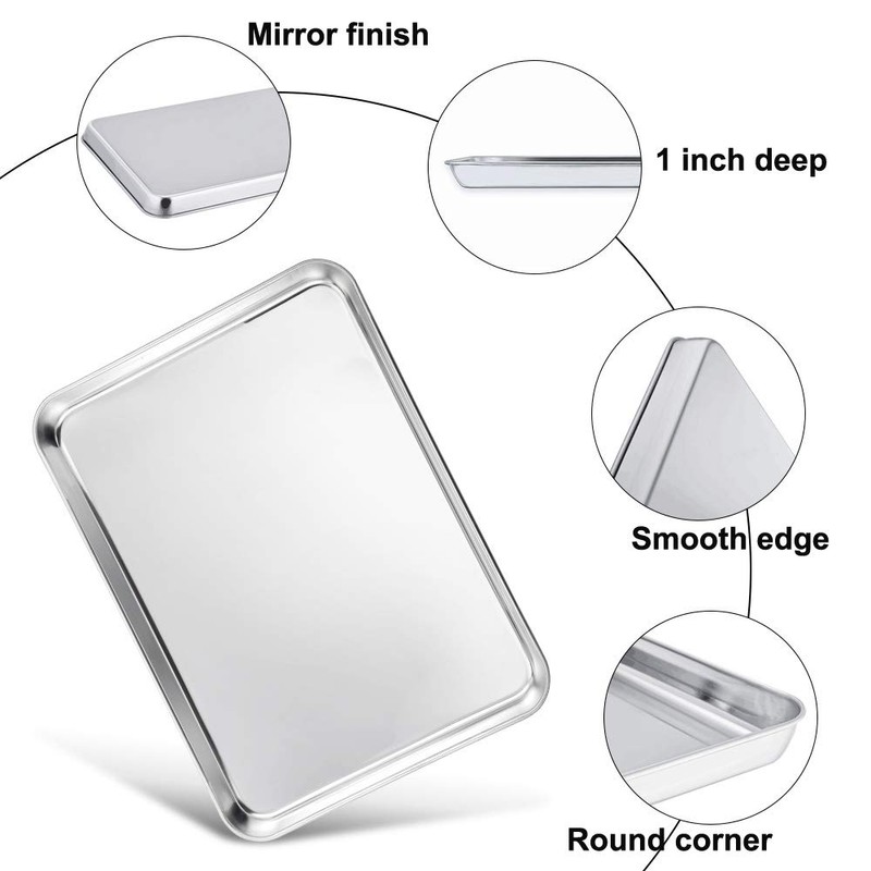 TeamFar Baking Sheet Set of 4, Stainless Steel Baking Pan