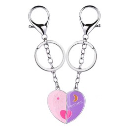 AMOR SPES 2pcs Broken Heart Best Friends Key Chain Set BFF Friendship Gifts Key Ring