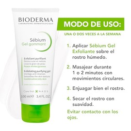 BIODERMA, Sébium Gel Exfoliante Purificante, Limpiador Facial para Imperfecciones, Skincare Piel Grasa o Mixta, 100ML