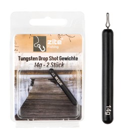 Zite Fishing Tungsten Drop-Shot Weights Matte Black Finesse Lead Alternative 3.5-14 g Perch & Zander Fishing Accessories Rod Shape & Clamping Eyelet (14 g)