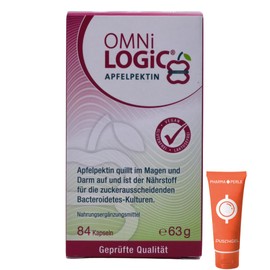 OMNi-LOGiC Apfelpektin 1x 84 Kapseln I Quillt im Magen und Darm auf I wertvolle Ballaststoffe für Darmbakterien I für eine gesunde Darmflora und Verdauung I Spar-Set plus Pharma Perle give-away
