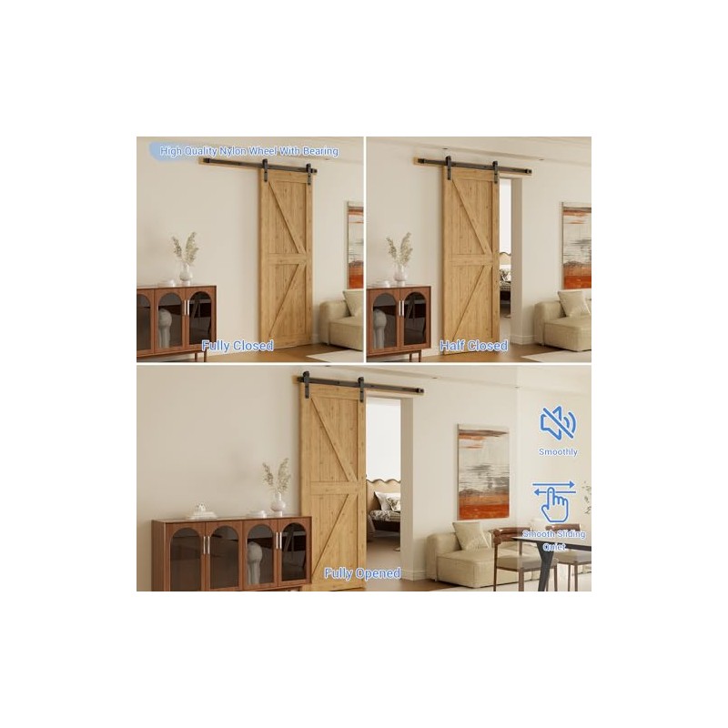 CCJH 6 Feet Heavy Duty Sturdy Sliding Barn Door Hardware