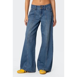 Charlie Panel Stitch Low Rise Jeans - Color: BLUE WASHED, Size: M