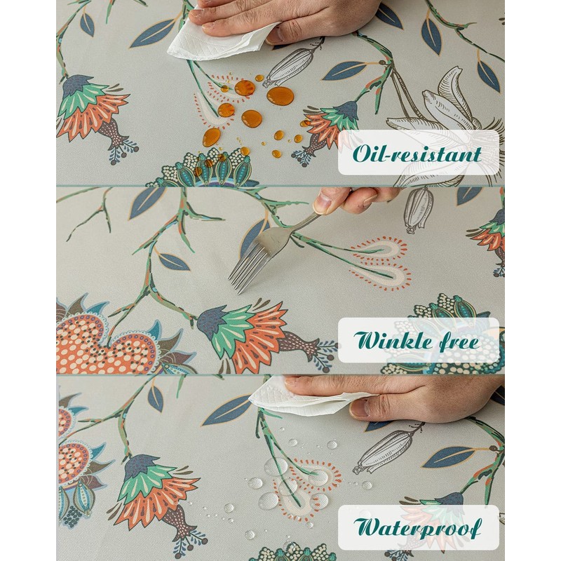LIVETTY Wipe Clean Table Cloth, Fabric Table Cloth Rectangle Table