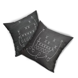 American Football Pillow Cover Set of 2 Tactics Chalk Blackboard Drawing Cotton Linen Polyester Decorative Throw Pillow Case Cushion Cover for Bedroom Sofa Living Room Couch Chair Office 20 x 20 Inch