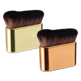 2 Pack Professional Self Tanner Brush, Face Body Makeup Brush for Legs, Sunscreen Applicator Self Tanning Brush for Liquid Foundation Powder Blusher Shadow Bronzer (Rose Gold & Gold)