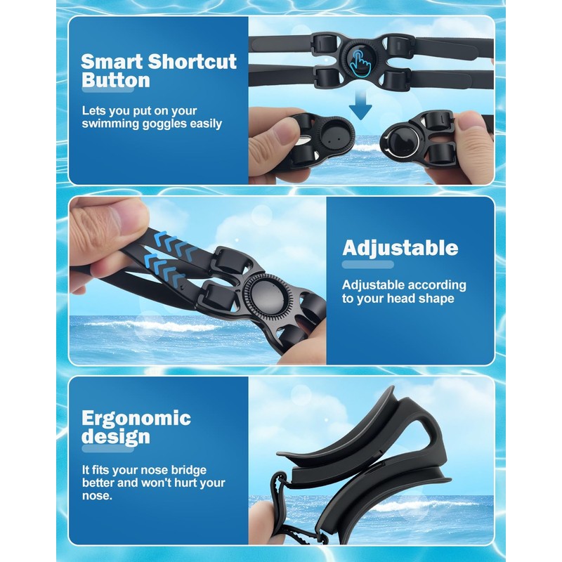 Swimming Goggles, 2-Pack Anti-Fog & UV Protection, 3D Leak-Proof Design