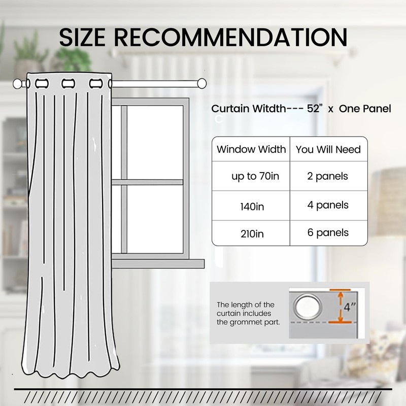 Phating Extra Long Blackout Curtains, Room Darkening Grommet High Ceiling
