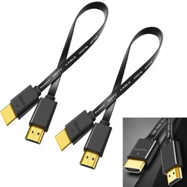 LimCryspp 2 Short HDMI Cables of 0.3M, Flexible and Ultra-Thin HDMI Male to Male Connector Cable, Ultra High Speed 1080P Cable, Used for Laptops, Monitors, TV Boxes, Projectors, Etc