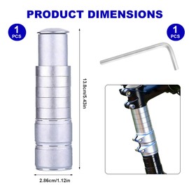 Rthynti Bike Stem Riser, 28.6mm Bike Stem Riser Extender, Bike Fork Stem Riser Bicycle Aluminum Alloy Bicycle Handlebar Raiser Adapter for Bicycle Cycling Mountain Bike MTB (Silver)