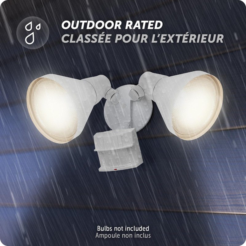 GLOBE 180-Degree 240 W Twin Head White Hardwired Motion Sensor