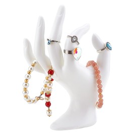 PH PandaHall White Jewelry Display Holder Stand OK Shaped Hand Ring Holder Jewelry Organizer Holder Jewelry Stand Watch Stand Jewelry Showcase Display for Home Organization Shows, 6.7inch