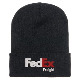 FedEx Freight Embroidered Beanie Winter Hat Red or Orange Logo with or Without Cuff (Navy Cuff Orange Logo)