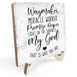 Motivational Wood Sign Rustic Desk Decor Home Farmhouse Office Decor Work Table Desk Accessories Decorative Christian Religious Bible Verse Faith Decorations Office Supplies for Desk Cubicle Decor
