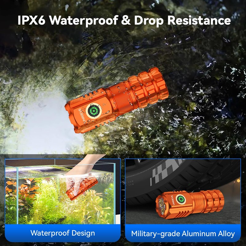 UNROEVS XC06 Mini Flashlight Rechargeable,Pocket Flashlight with Magnet,Super Bright Small