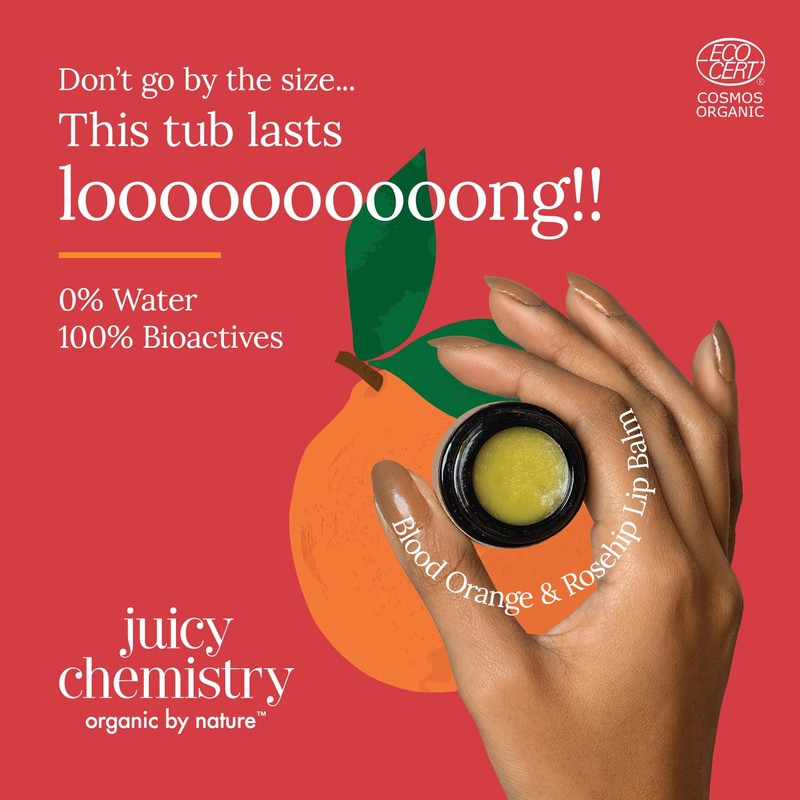 Juicy Chemistry Blood Orange & Rosehip Organic Lip Balm For