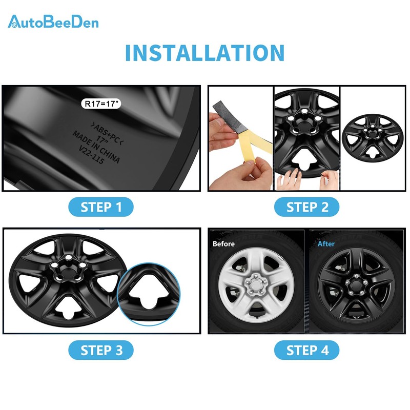 4-Pack 17 inch Wheel Skins Compatible with Toyota RAV4 2006