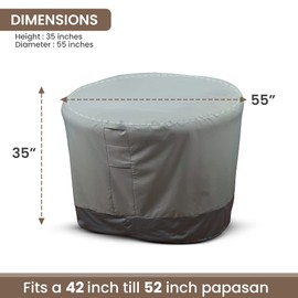 Hudson Comfort Papasan Chair Cover - Waterproof Outdoor Cover - Click-Close Straps and Elastic Hem Cord for Custom Fit - Durable Padded Handle & Air Vent for Circulation - 52" DIA x 35" Height (Gray)