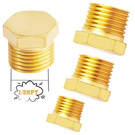 AOPANDA 1/8 NPT Adapter Brass pipe plug, 1/8 NPT plug Hex Head Plug with Thread for Pipe Fittings (5 Packs)