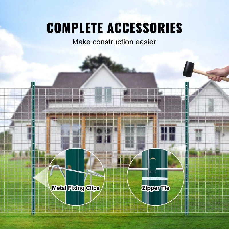 4 Feet Heavy-Duty Green Metal Fence Posts 10-Pack T-Post for