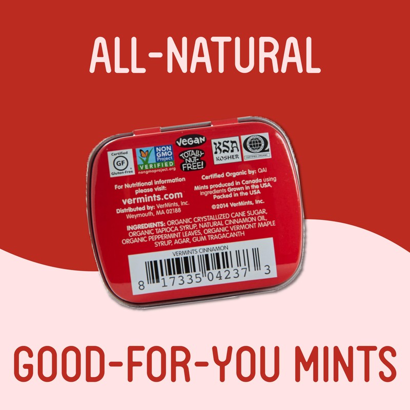 VerMints Organic Cinnamon Breath Mints - Real Lasting Cinnamon Refreshment