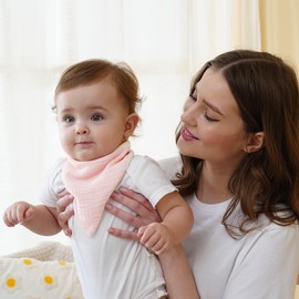 Kewlife gift Muslin Baby Bibs 8-Pack Baby Drool Bandana Bibs for Baby Girls Boys Infant Newborn Toddler Drooling and Teething(Pink)