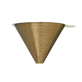 ATHIA GOLDEN DRIPPER, STAINLESS STEEL COFFEE FILTER, PAPERLESS FILTER, REUSABLE COFFEE FILTER, COMPATIBLE WITH MSOT COFFEE MAKERS (Golden, Cone Shape)