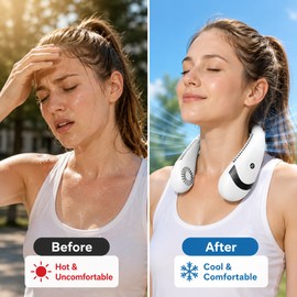 Portable Bladeless Neck Fan for Hands-Free Cooling – Foldable 3-Speed Personal Fan for Travel & Outdoor Use