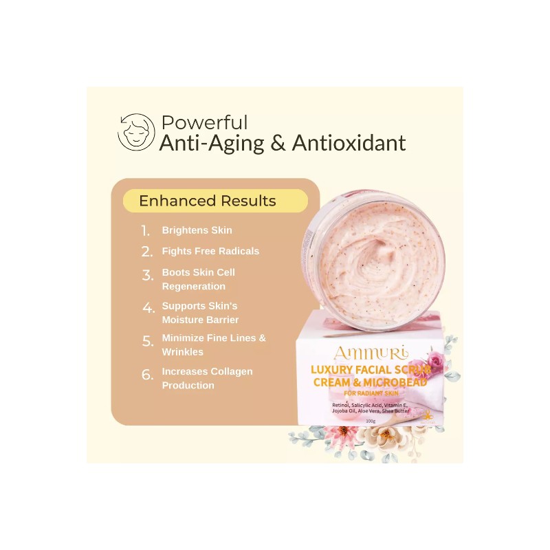 Ammuri Retinol Exfoliant Scrub 100G with Microbeads for Acne &