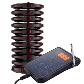 YYCALLING Pager System,Restaurant Buzzers Long Range,Set Vibration,10 Coaster Pagers for Hospital,Kitchen,Medical Office,Nursery