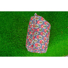 1 bolsa de aseo india hecha a mano de algodón acolchado floral con estampado de bloques de mano, bolsa de cosméticos para mujer, Azul A, Indio