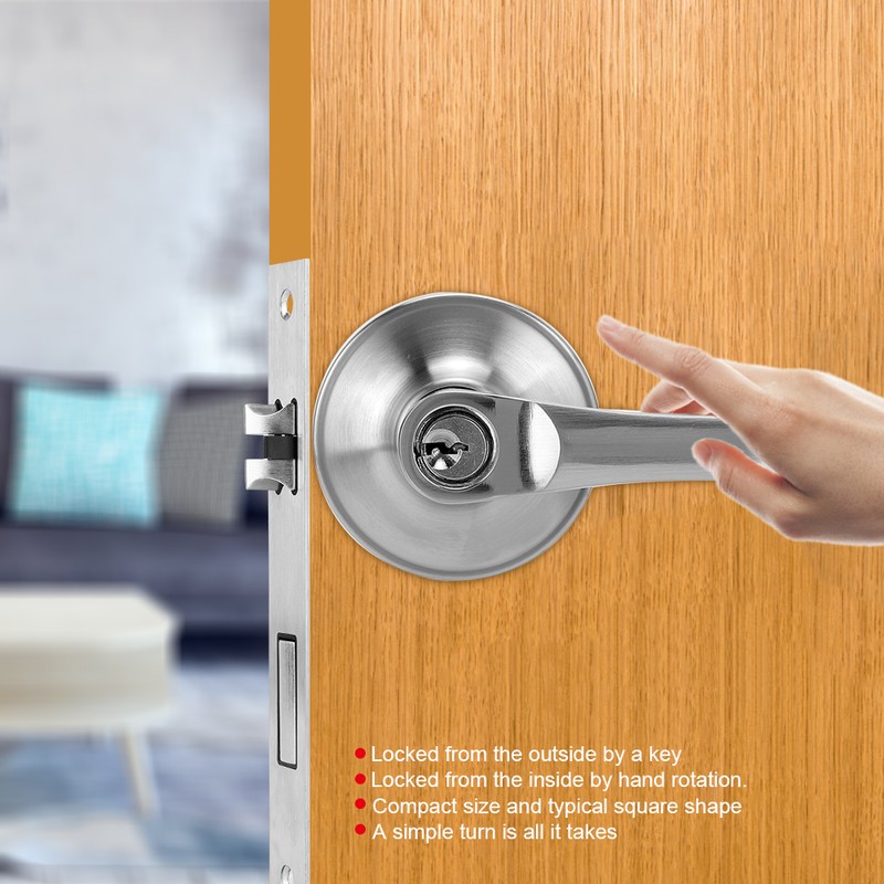 Zinc Alloy Entrance Bedroom Privacy 3 Lever Door Handle Lock