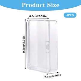 Qianyu 4 Pcs Blank Playing Card Case Small Plastic Clear Deck Box Playing Game Storage Deck Holder Box Snaps Closed Game Storage Containers for Bank Business PTCG Baseball Trading Cards