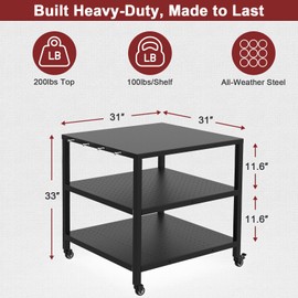 Grilleroy Pizza Oven Table Cart for Ooni/Ninja Woodfire/Blackstone/Cuisinart Pizza Oven Stand for Outside, Modular Table Movable Prep Cart with Pizza Topping Station for Ooni Koda Karu Fyra 16/12