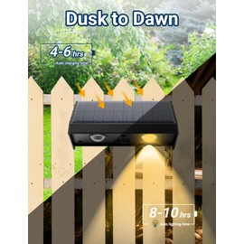 Solar Powered Fence Lights Outdoor Wall Mount LED Decorative Waterproof Yard Lamps for Outside Stair, Rail, Deck, Backyard, House Patio, Pool, Design for Long-Lasting Dusk to Dawn, Warm White 4 Pack