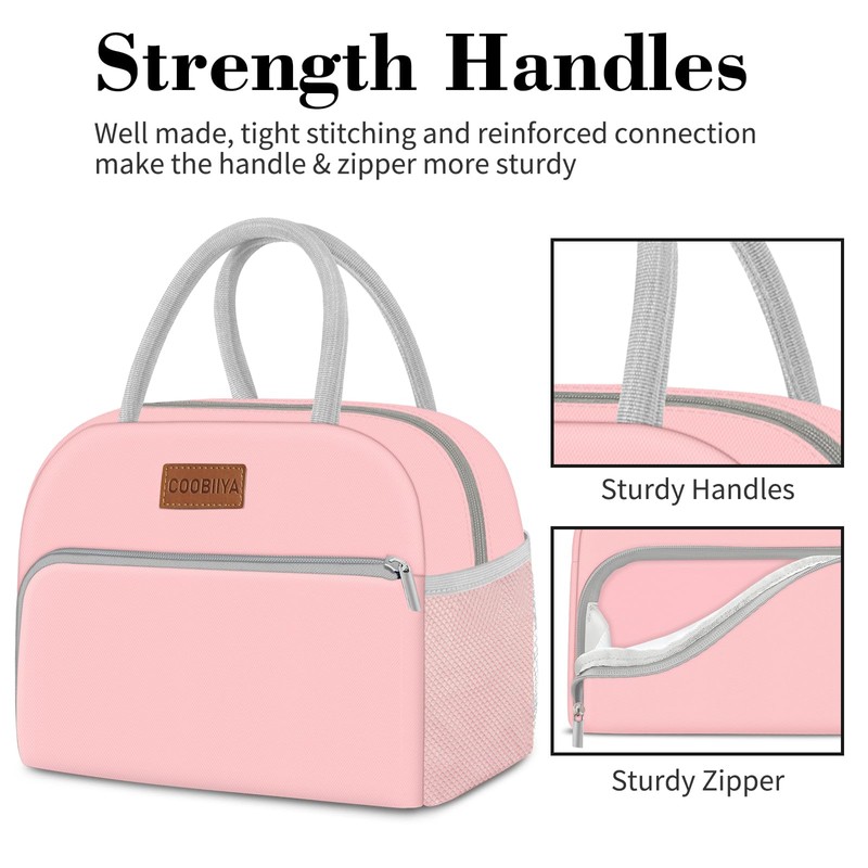 Coobiiya Lunch Bag for Women Men, Insulated Reusable Picnic Bag,