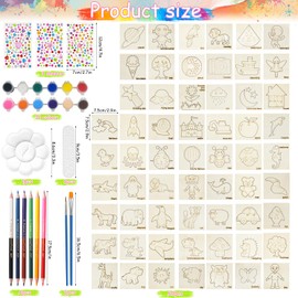 Shinybox Craft Sets for Children, 60 Pieces DIY Wooden Drawing Board with Jute Rope, Colours and 6 Pieces 12 Colours Double-Ended Crayons, Wooden Learning Drawing Board for Pyrography, Painting,