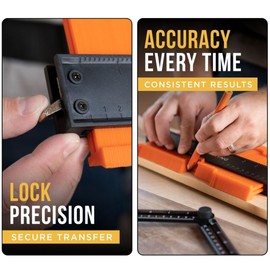 Pakkyng Contour Gauge Tool With Lock (10 Inches) - Contour Ruler Marking Tool - Super Gauge Shape and Outline Tool - Profile Gauge - Corner Measuring Tool for Odd Shapes - Woodworking Gifts for Men