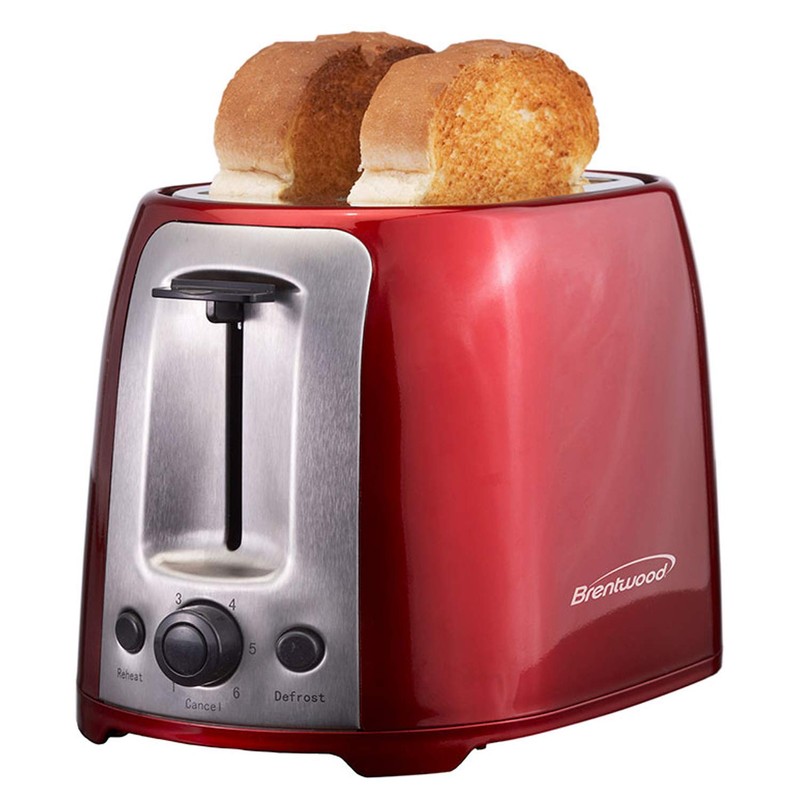 Brentwood TS-292R Cool Touch 2-Slice Extra Wide Slot Toaster, Red