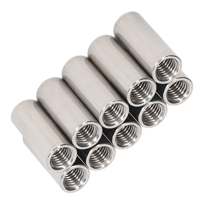 10 Pcs Round Coupling Nut M10x1.5 L35mm Stainless Steel Round