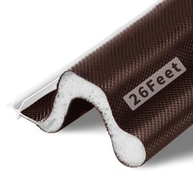 Fingwerk 26 Feet Long Reach Weather Stripping Door Seal, V-Shaped Replacement Door Seal Strip Foam Kerf Weather Stripping for Doors Frame Card Slot Door Insulation Strip, Easy Cut to Size(Brown)