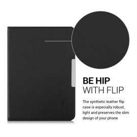 kwmobile Flip Case Compatible with Tolino Shine 2 HD Case - eReader Case Made of Faux Leather - Cover - Black