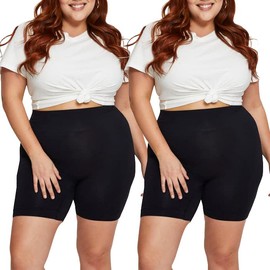 TNNZEET 2 Pack Plus Size High Waisted 8" Biker Shorts for WomenâButtery Soft Black Maternity Yoga Shortsï¼2X, 3X, 4Xï¼